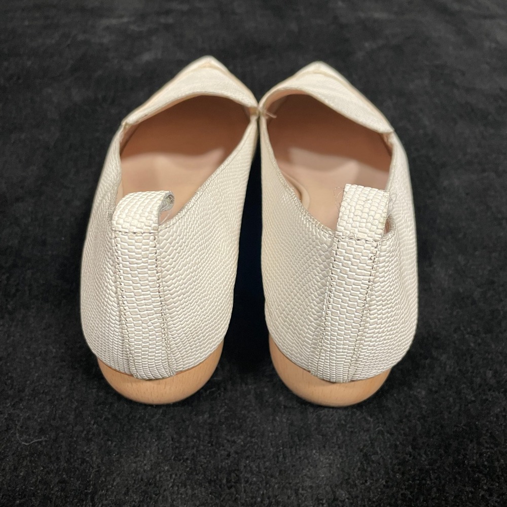 Jeffrey Campbell Viona Loafers Ivory Lizard Point Toe Sculpted Heel Office 8.5 - Picture 5 of 8
